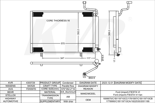 FORD HATCHBACK,2008- XMJB CONDENSER