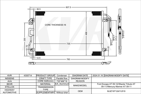 FORD,2009-12 CONDENSER