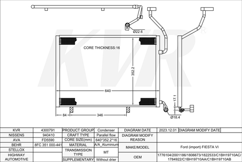 FORD HATCHBACK,2008- JTJA CONDENSER