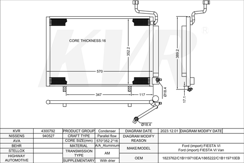 FORD HATCHBACK,2008- XMJB CONDENSER