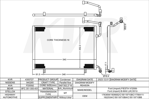 FORD HATCHBACK,2008- SFJD CONDENSER