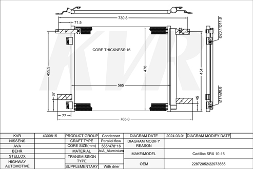CADILLAC SUV,2010-16 LF1 CONDENSER