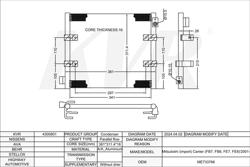 MITSUBISHI,2001- 4M42-0AT CONDENSER