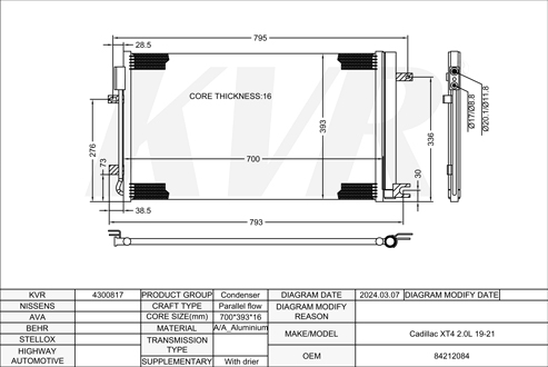 CADILLAC,2019-21 CONDENSER