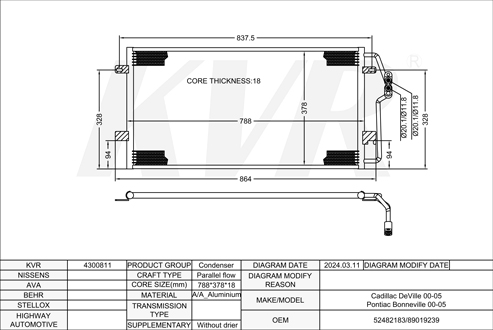 CADILLAC SALOON,2000-05 LD8 CONDENSER