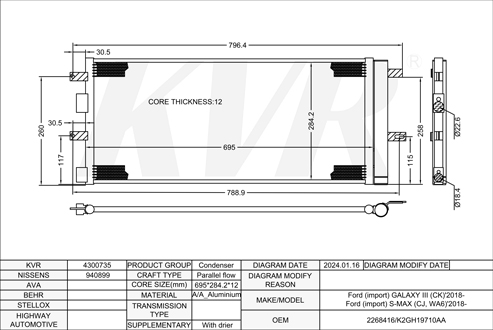 FORD MPV,2018- BCCC CONDENSER