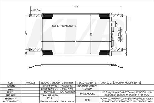 FREIGHTLINER,2006-08 CONDENSER
